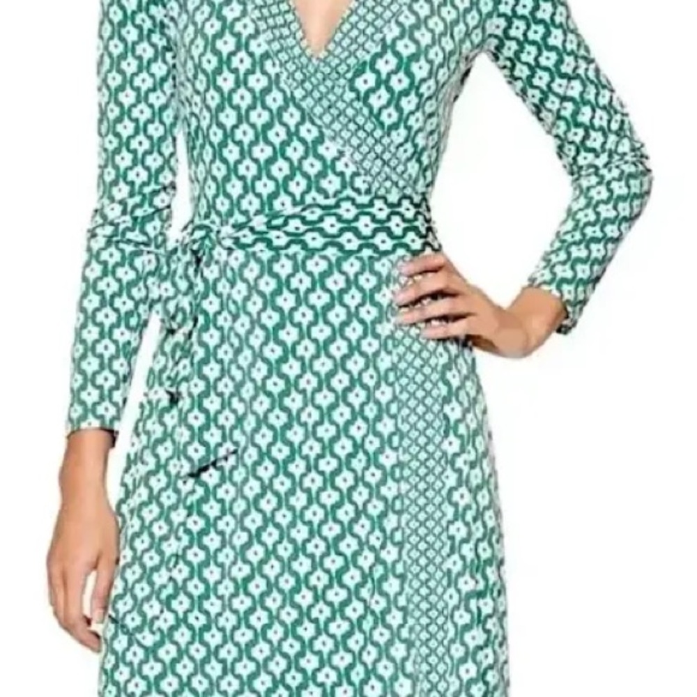 Banana Republic Teal Geometric Long Sleeve Dress